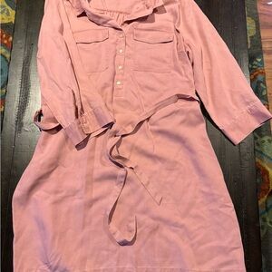 Pink Button-Up Shirt Dress